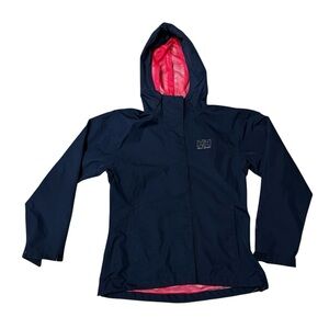 Helly Hansen Women’s Waterproof Hooded Jacket Small Navy Pink Outdoor Rain Shell